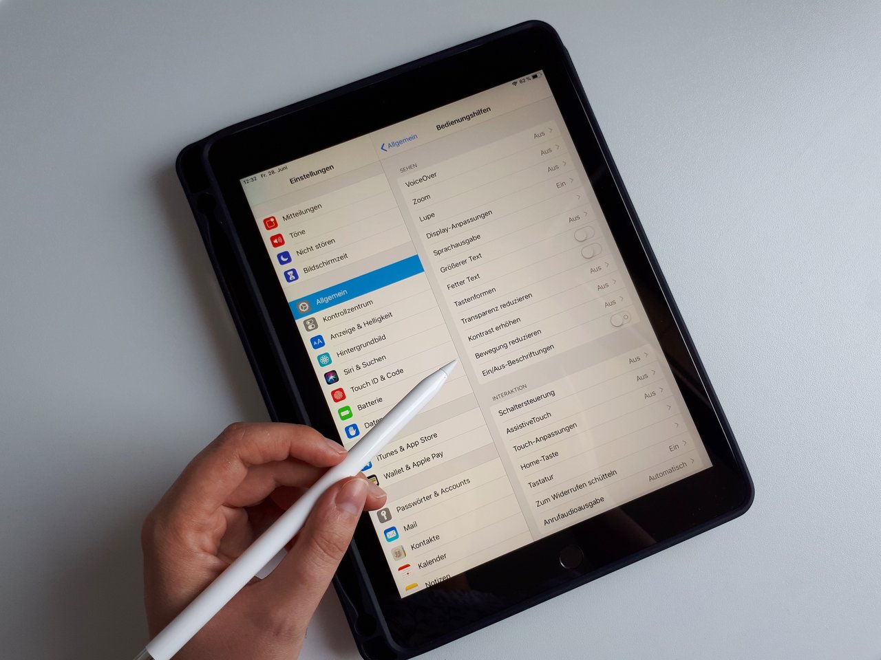 Integrierte Bedienungshilfen im iPad